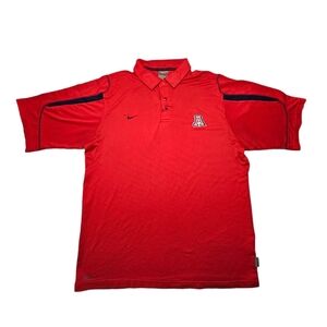 Arizona Wildcats Nike Short Sleeve Button Red Polo Shirt Men's Size Large